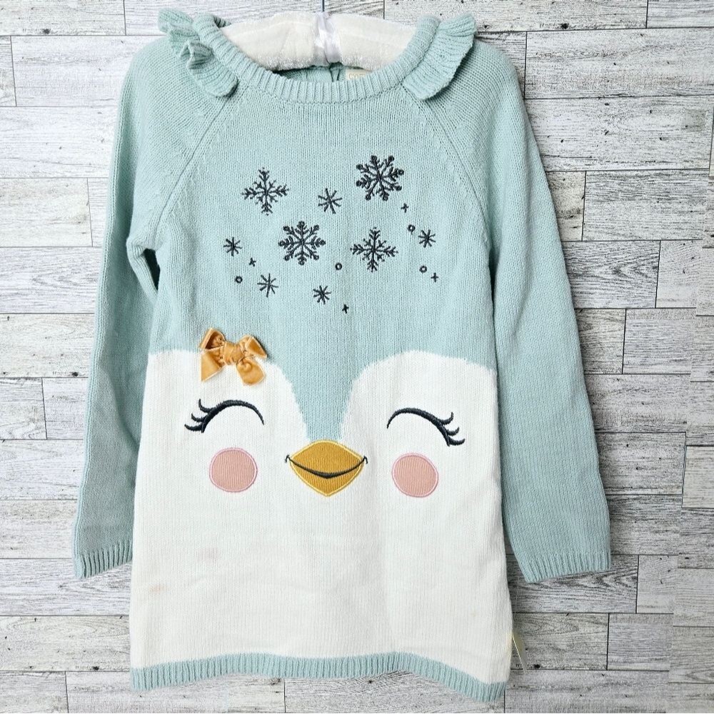 Cynthia Rowley Penguin Winter Knit Sweater Dress Toddler Girls Size 4T NWT